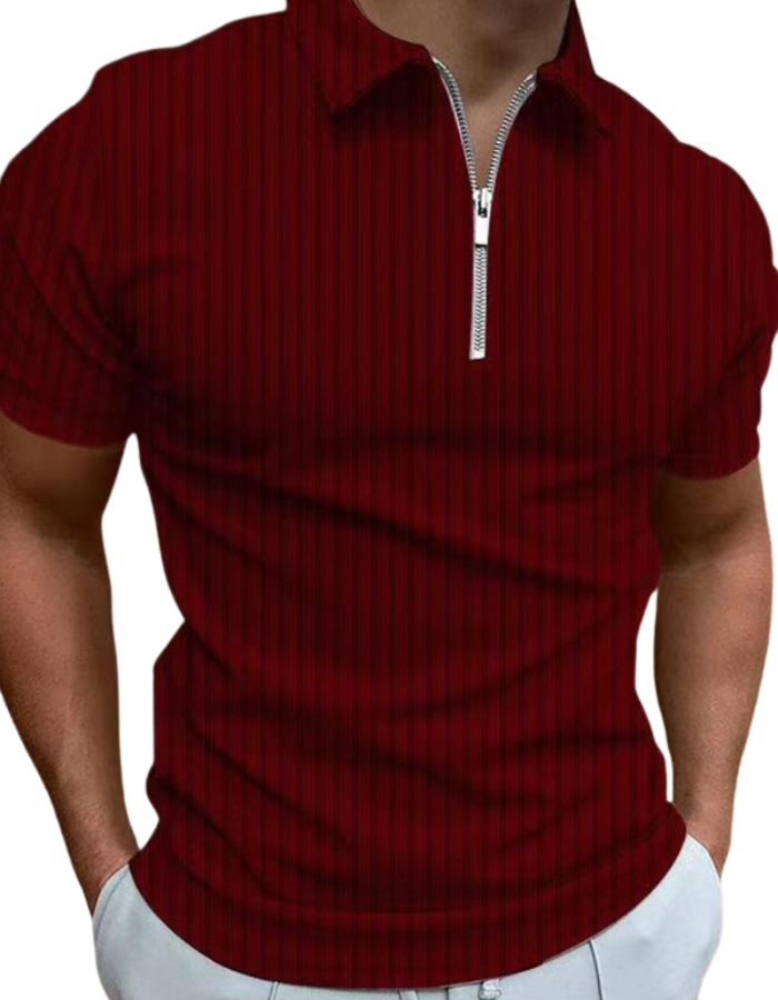 SHOPIQAT Men's New Zipper Striped Short-Sleeved Lapel Casual Polo Shirt - Premium from shopiqat - Just $6.990! Shop now at shopiqat